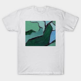 Abstract Oil Painting 2c40 Teal Cerulean Sapphire T-Shirt